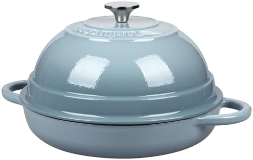 VORRINGARD Cast Iron Enameled Dutch Oven Pot with Lid for Bread Baking, Bread Oven, 6 Quart, Sea Salt