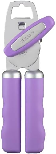 Zulay Kitchen Manual Can Opener Heavy Duty Patented Stainless Steel, Mauve