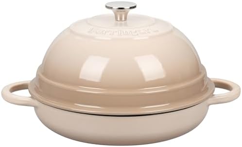 VORRINGARD Cast Iron Enameled Dutch Oven Pot with Lid for Bread Baking, Bread Oven, 6 Quart, Latte
