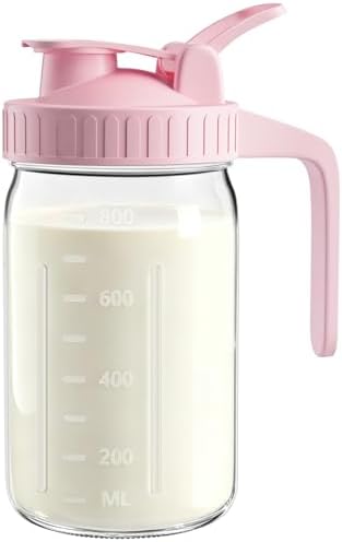 32oz Mason Jar Pitcher, Glass Breast Milk Pitcher with Lid