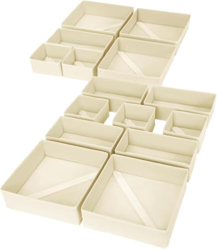 Drawer Organizer Clothes, Nursery Dresser & Closet Storage, Beige, 15 Pack