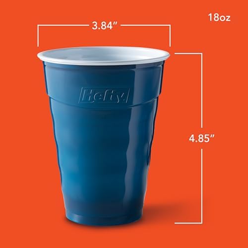 Hefty Party On Disposable Plastic Cups, Marine Blue, 18 Ounce, 120 Count (Pack of 4)