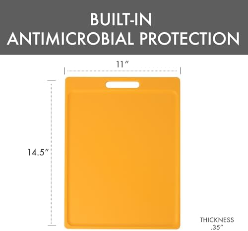 Dexas NSF Certified Polysafe Cutting Board with Handle, 11 x 14.5 Inches, Reversible Kitchen Cutting Board, Yellow