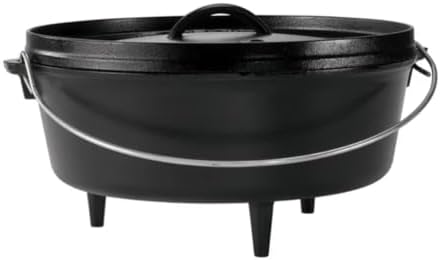 Lodge Pre-Seasoned Cast Iron Deep Camp Dutch Oven with Lid, 6 Quart
