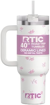 RTIC 40oz Road Trip Tumbler, Insulated, Ceramic Lined, Pink Magnolias