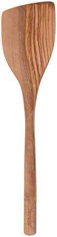 Tovolo Olivewood Angled Turner Spatula, Natural Wood Turner for Cooking & Baking, Wide Flat Edge Pancake Flipper, Safe for Nonstick Pans & Cast Iron Skillets, 12.5" Kitchen Tool