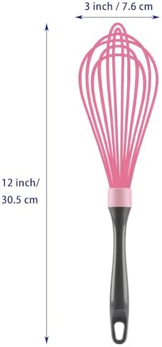 OYV Dishwasher Safe Silicone Whisk, 12-Inch, Non-Scratch, Pink