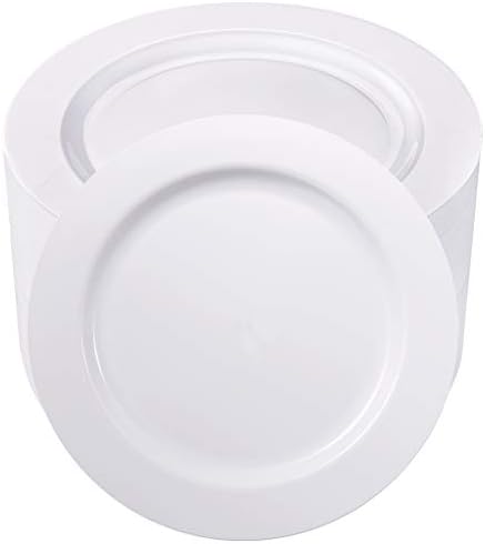 bUCLA 100PCS White Plastic Plates-10.25inch Disposable Dinner Plates-Premium Party&Wedding Plates