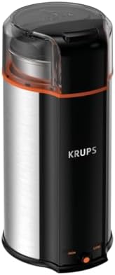 Krups, Coffee Grinder, Ultimate Silent Vortex Plastic and Stainless Steel Grinder with Removable Bowl Mess-Free, 8 Times Quieter, 2 Speeds 240 Watts, Dry Herbs, Dishwasher Safe, 12 cups ground Silver