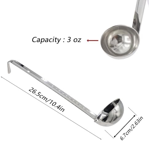 3-Pack Stainless Steel Soup Ladle Set with Hooked Long Handle 3 oz