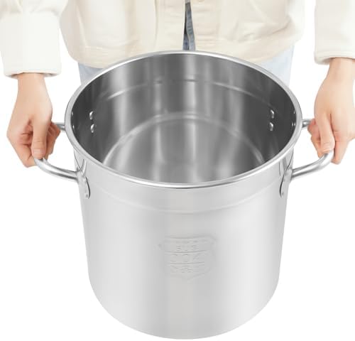 21L/12.68Qt Commercial Large Stock Pot with Lid,Nickel Free Stainless Steel Cookware Healthy Polished Stockpots, Induction Soup Pot for Cooking Home Use