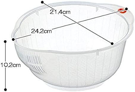 Inomata Plastic Japanese Rice Washing Bowl with Strainer, 2 quart