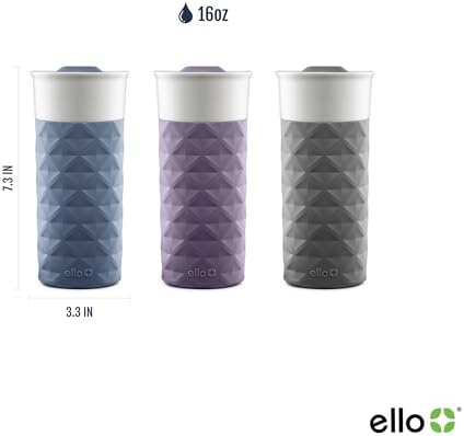 Ello Ogden 16oz Ceramic Travel Mug with Splash-Resistant Slider Lid and Protective Silicone Sleeve, Perfect for Coffee or Tea, BPA-Free, Dishwasher Safe