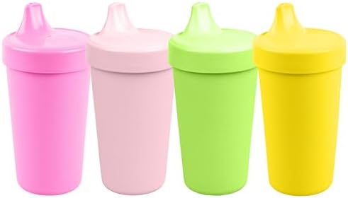 Re-Play Spill-Proof Sippy Cups for Toddlers - Kids Reusable 10 Oz Set of 4, Dishwasher & Microwave Safe, Made in USA, Tulip