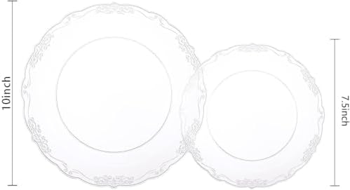 U-QE 100 Pieces Clear Plastic Plates - Clear Disposable Plates