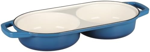 EDGING CASTING Enameled Cast Iron Double Bread Dutch Oven, Lake Blue