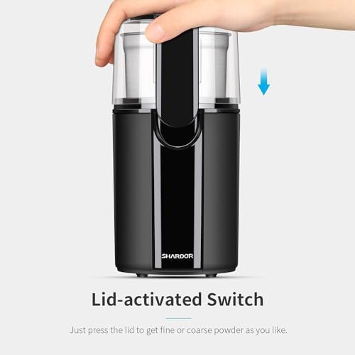 SHARDOR Coffee Grinder Electric, Coffee Bean Electric, Herb, Nut Grain Grinder with 1 Removable Stainless Steel Bowl, Black