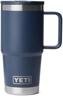 YETI Rambler 20 oz Travel Mug with Flip Straw Lid – Stainless Steel, Vacuum Insulated, Leakproof, Cup Holder Friendly, Navy