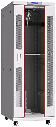 32U Home Server Rack Cabinet – 19" Floor Standing Network Rack, 35" Deep Homelab Rack with Locking Glass Door, Cooling Fans, PDU & Shelf for NAS, Router, Switch and AV Equipment