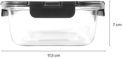 Zyliss E981066 1.5L Glass Container, Shatter Resistant Glass, Airtight Food Storage Box with Sealable Lid, Microwave Safe, BPA Free, Freezer Safe, Fridge Storage, Food Container, 23cm x 18cm x 7.5cm