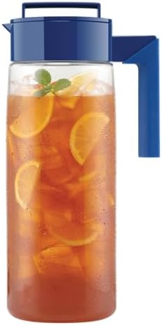 Takeya Airtight Pitcher - Durable BPA-Free Eastman Tritan Odor/Stain-Resistant Leakproof Lid for Iced Tea/Water Easy-Grip Silicone Handle Spill-Free Spout Fridge-Friendly Made in USA 2 Quart/Blueberry