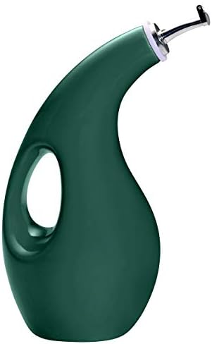 Rachael Ray Solid Glaze Ceramics EVOO Olive Oil Bottle Dispenser with Spout - 24 Ounce, Dark Green