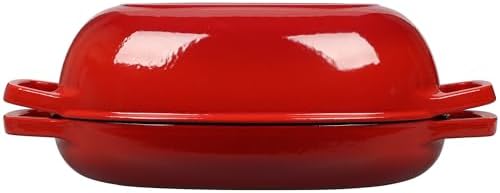 EDGING CASTING Enameled Cast Iron Oval Dutch Oven Pot with Lid, Dutch Oven for Sourdough Bread Baking, Bread Oven, Bread Dutch Oven, Oval Bread Pan, 5qt, Red