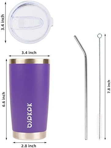 BJPKPK 20 oz Coffee Tumbler with Lid, Straw, Insulated Stainless Steel Mug