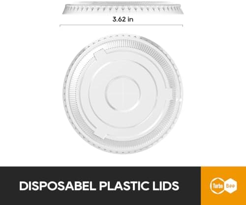 Turbo Bee Disposable Plastic Flat Lids for 12/16 OZ (92 MM)