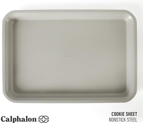 Calphalon Legacy 13 x 9 Inch PFA Free Nonstick Cookie Sheet Baking Pan in Taupe, Durable Heavy Gauge Steel Bakeware for Even Heating, Oven Safe Baking Tray for Cookies