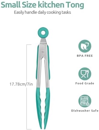 U-Taste Kitchen Tong for Cooking, 480ºF Heat-Resistant Tps, 7in/Aqua Sky