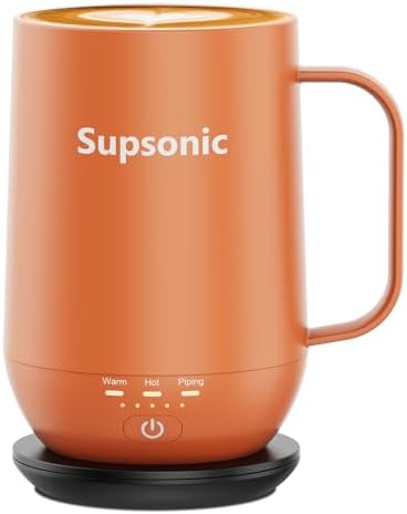 Supsonic - 16oz Self Heating Coffee Mug, Smart Heated Coffee Mug Faster Direct-Contact Heating Up to 149°F, Coffee Mug Warmer Set with Auto Shut-Off - Gifts for Men Women | S2