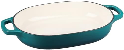 EDGING CASTING Enameled Cast Iron Oval Dutch Oven Pot with Lid, Dutch Oven for Sourdough Bread Baking, Bread Oven, Bread Dutch Oven, Oval Bread Pan, 7qt, Darkcyan