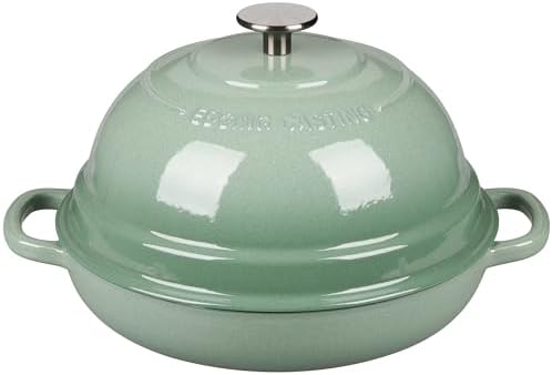 EDGING CASTING Enameled Cast Iron Dutch Oven Pot with Lid, Round Bread Oven for Homemade Sourdough Bread Baking, 6 Quart, Sage Green