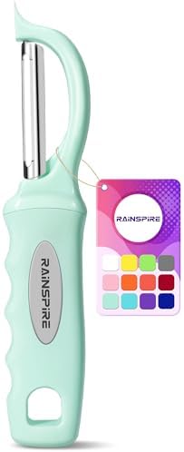 Rainspire Vegetable Peeler Potato Peelers for Kitchen, Sharp Stainless Steel Blades Veggie, Comfortable Handle Fruit Peeler, Carrot Peeler Apple Peeler Dishwasher Safe, Mint Green, 1-Pack