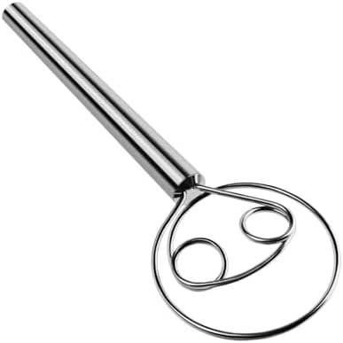 Danish Dough Whisk, 11.2 inch Stainless Steel Dough Hook Dutch Whisk for Bread Sourdough Mixer Hand Kitchen Whisking Mixing Tool