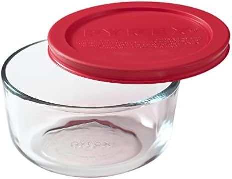 Pyrex Simply Store 2 Cup Single Glass Food Storage Container, Plastic Lid