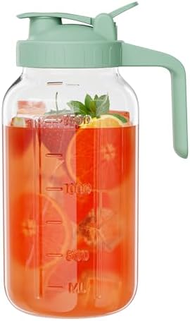 JunVpic Glass Pitcher with lid, 64 oz Wide Mouth Mason Jar