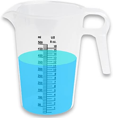 ACCUPOUR 16oz (2 Cup) Measuring Pitcher, Plastic, Multipurpose - Great for Oil, Chemicals, Pool and Lawn - Ounce (oz) and Milliliter (mL) Increments (500 mL)