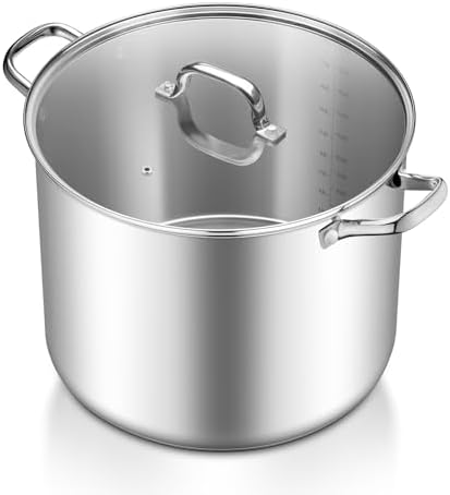 TeamFar Stainless Steel Stock Pot, 20QT Tri-ply Bottom Large Stockpot