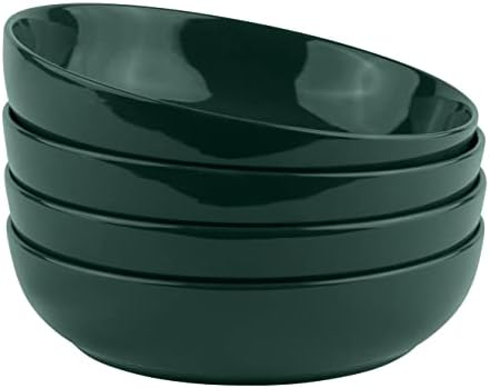 KooK Pasta Bowls, For Soups & Salads, Set of 4, 40 oz, Hunter Green