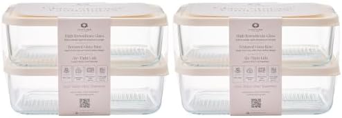 Glass Food Storage Containers with Lids — 8 Piece — 57.5 oz Glass with BPA-Free Leak Resistant Stackable Lids — Microwave, Oven & Dishwasher Safe — Ideal for Meal Prep & More - Vanilla Mist