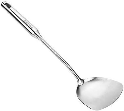 Wok Spatula,Stainless Steel,Long Handle Wok Utensils,Silver/14.7Inch