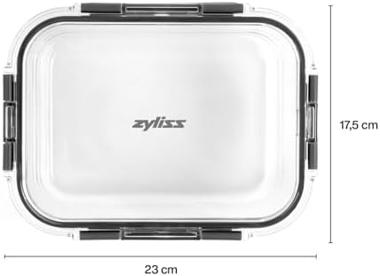 Zyliss E981066 1.5L Glass Container, Shatter Resistant Glass, Airtight Food Storage Box with Sealable Lid, Microwave Safe, BPA Free, Freezer Safe, Fridge Storage, Food Container, 23cm x 18cm x 7.5cm
