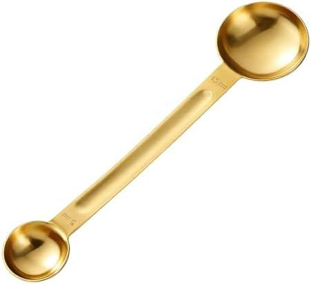 Double Sided Measuring Spoon Stainless Steel Coffee Scoop Teaspoon Measuring Spoon 1 Tsp (5ml) & 1 Tbsp (15ml) Dual-Measure Long-Handle Spoons Coffee Measurings Spoons (Gold)