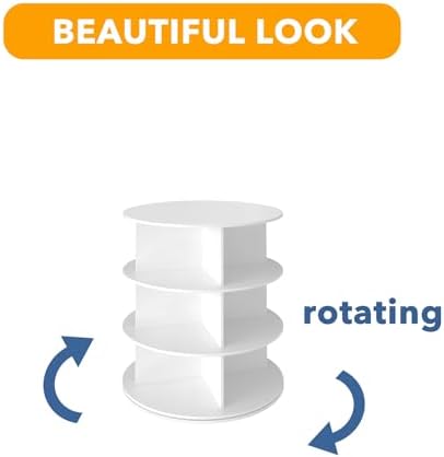 SpaceAid 3 Tier Rotating Shoe Rack Tower, Spinning Shoe Display Lazy Susan, Revolving 360 Shoe Rack Storage Round Carousel, Vertical Handbag Rotate Shoes Closet Organization (3-Tier White)