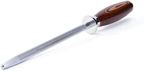TUO Honing Rod, Sharpening Steel with Larger Diameter for Kitchen Knife Daily Honing Maintenance, High Carbon Steel 8" Knife Sharpener Rod, Ergonomic Handle