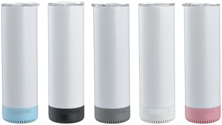 5Pack 20 oz Buletooth Sublimation Printed Speaker Tumbler Straight Skinny Double Wall With Lid (5colors 5pcs)