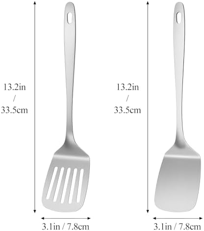 ChefBee 2PCS Stainless Steel Spatula Set, Solid & Slotted Turner
