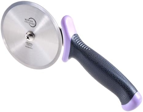 Mercer Culinary Millennia Pizza Cutter with Purple Handle, 4 Inch Wheel, Stainless Steel